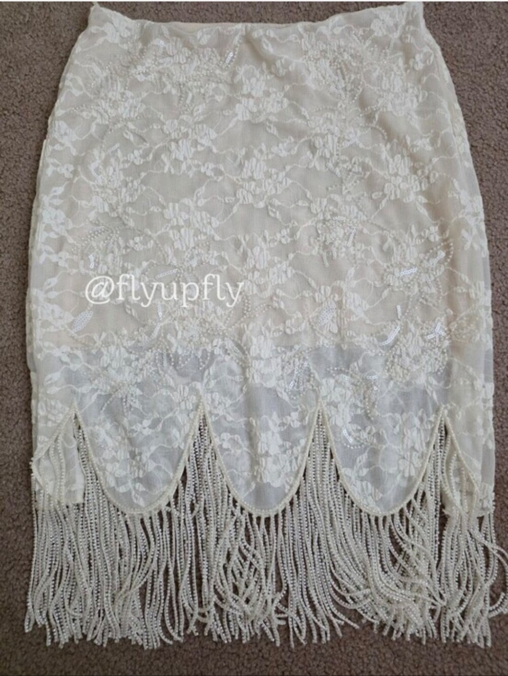 ZARA VIRAL midi fringe skirt with beaded detail Size M - Picture 12 of 14